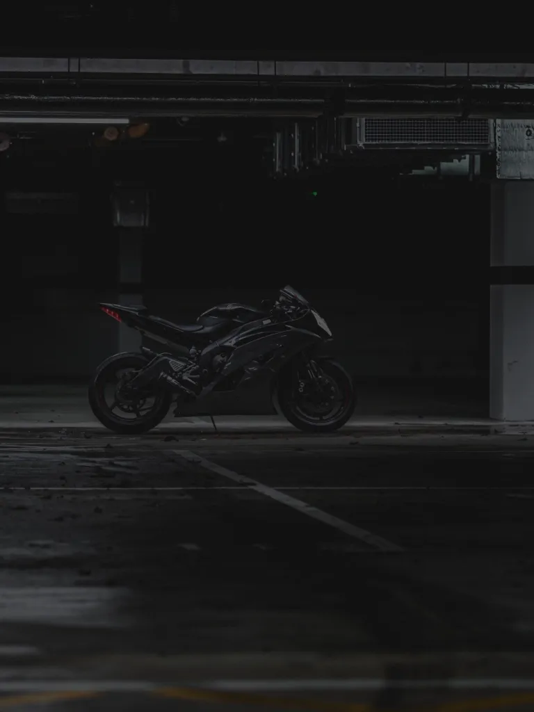 Yamaha motorcycle in underground garage